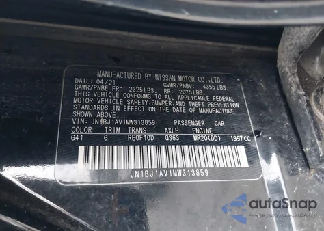 2021 Nissan Rogue Sport S Fwd Xtronic Cvt из США, поврежденный, VIN JN1BJ1AV1MW313859